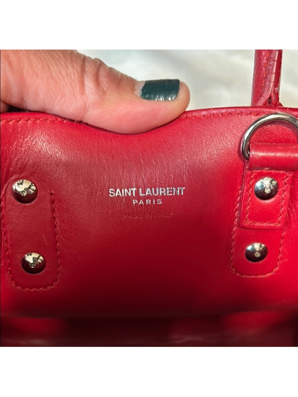 Listing for Mom - Saint Laurent Red Small Sac de Jour Leather Tote - Picture 3 of 5